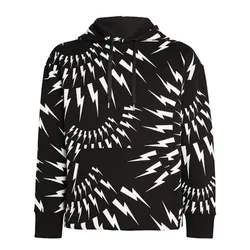 Áo Hoodie Nam Neil Barrett All-Over Crazy Bolts Popover BJS011S Màu Đen Trắng Size XS