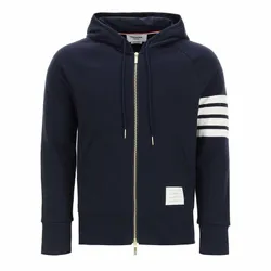 Áo Hoodie Nam Thom Browne Classic Loopback 4 Bar Full Zip Màu Xanh Navy