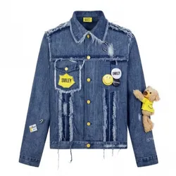 Áo Khoác Bò Nữ 13 De Marzo Smiley Broken Suture Denim Jacket Blue Màu Xanh