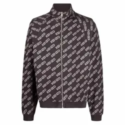 Áo Khoác Nỉ Nam Kenzo All Over Logo Zip Up Sweatshirt FC65BL7914MF Màu Đen Hoạ Tiết