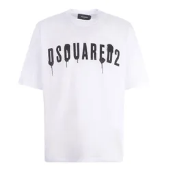 Áo Phông Nam Dsquared2 White With Logo Spray S71GD1268 S22427 100 Tshirt Màu Trắng