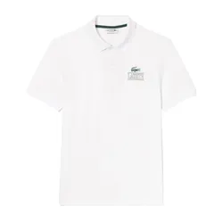 Áo Polo Unisex Lacoste Regular Fit Signature Print Stretch Piqué PH1136 51 001 Màu Trắng Size XS