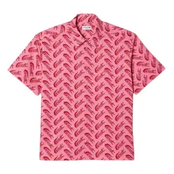 Áo Sơ Mi Cộc Tay Nam Lacoste Men's Short Sleeve Vintage Print Shirt CH5793-51 Màu Hồng Size 38
