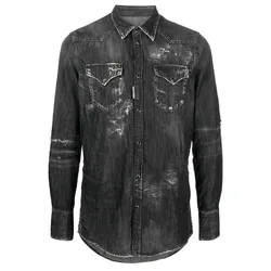 Áo Sơ Mi Nam Dsquared2 Classic Western Shirt S74DM0700S30826_900 Màu Xám Đen