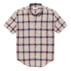Áo Sơ Mi Cộc Tay Nam Lacoste Regular Fit Linen Check Short Sleeve Shirt CH9865L BZD Phối Màu Size 38