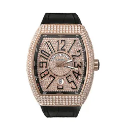 Đồng Hồ Nam Franck Muller Vanguard V41 Rose Gold Diamond Màu Đen/Vàng Hồng