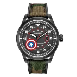 Đồng Hồ Nam Citizen Captain America Eco-Drive Watch AW1367-05W Màu Xanh Quân Đội