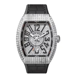 Đồng Hồ Nam Franck Muller Vanguard V41 Steel Diamond Màu Đen Trắng