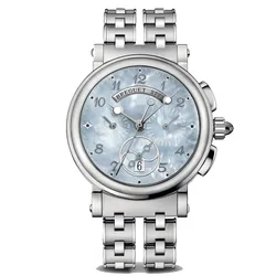 Đồng Hồ Nữ Breguet Marine Chronograph Blue MOP Ladies 8827ST / 59 / SM0 Màu Bạc