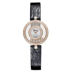 Đồng Hồ Nữ Chopard Happy Diamonds 203957-5214 18K Rose 26mm Màu Đen/ Vàng Hồng