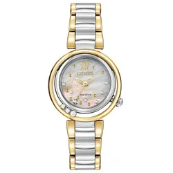 Đồng Hồ Nữ Citizen Eco-Drive Sunrise Diamond EM0324-58D Màu Bạc Vàng