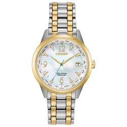 Đồng Hồ Nữ Citizen Eco-Drive World time FC8004-54D Màu Vàng Bạc
