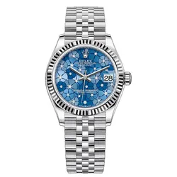 Đồng Hồ Nữ Rolex Datejust 31mm 278274-0036 Floral Blue Màu Bạc