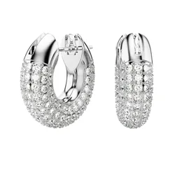 Khuyên Tai Nữ Swarovski Dextera Hoop Earrings Small, White, Rhodium Plated 5689680 Màu Trắng