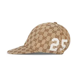 Mũ Gucci Original GG Canvas Baseball Hat With Web 751400-4HA0L9777 Màu Nâu Be