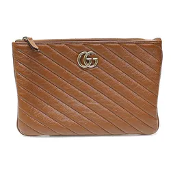 Túi Cầm Tay Gucci GG Clutch Marmont Leather Pouch Bag 525541 0OLFT 2535 Màu Nâu