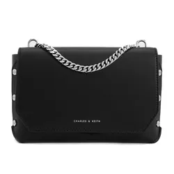 Túi Đeo Chéo Nữ Charles & Keith CNK Clea Chain-Handle Bag Noir 20151374 Màu Đen