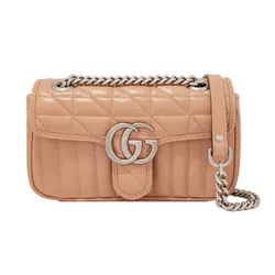 Túi Đeo Chéo Nữ Gucci GG Marmont Mini Shoulder Bag Màu Be Đậm