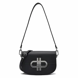 Túi Đeo Vai Nữ Pedro Icon Mini Leather Shoulder Bag Black 75210151-1 Màu Đen Khóa Bạc