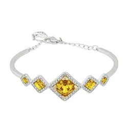 Vòng Đeo Tay Nữ Swarovski Sunflower Aber Crystal Carina Bangle Rhodium 5133374 Màu Vàng Bạc