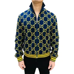 Áo Khoác Nam Gucci GG Jacket 655159 Màu Xanh Phối Vàng Size S