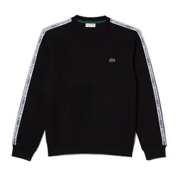 Áo Nỉ Nam Lacoste Classic Fit Logo Stripe Flannel Sweater SH5073 031 Màu Đen Size 3