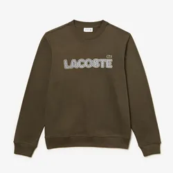 Áo Nỉ Nam Sweater Lacoste Men's Crew Neck Check Badge Fleece Sweatshirt SH8632 S7T Màu Xanh Green Size 3