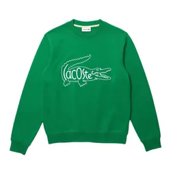 Áo Nỉ Sweater Nam Lacoste Men's Crew Neck Embroidered Crocodile Cotton Fleece Sweatshirt Màu Xanh Green Size 4