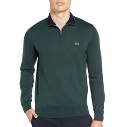 Áo Nỉ Sweater Nam Lacoste Men's Half Zip Lightweight Sweatshirt Màu Xanh Green Size 3