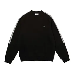 Áo Nỉ Sweater Nam Lacoste Branded Bands Crew Neck Cotton Fleece Sweatshirt SH1213 031 Màu Đen Size 4