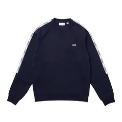 Áo Nỉ Sweater Nam Lacoste Men's Branded Bands Crew Neck Cotton Fleece Sweatshirt SH1213 166 Màu Xanh Navy Size 2