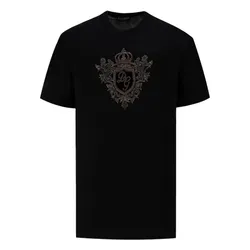 Áo Phông Nam Dolce & Gabbana D&G Black With Logo Embroidered Tshirt G8IV0Z G7RJO N0000 Màu Đen