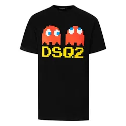 Áo Phông Nam Dsquared2 Double PAC MAN Printed In Black Tshirt S71GD1350 S23009 900 Màu Đen