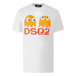 Áo Phông Nam Dsquared2 Double PAC MAN Printed In White Tshirt S71GD1350 S23009 100 Màu Trắng