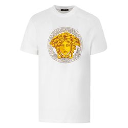 Áo Phông Nam Versace Medusa White With Logo Printed Tshirt 1006193 1A04213 1W000 Màu Trắng
