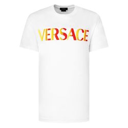 Áo Phông Nam Versace White With Logo Embroidered Tshirt 1003982 1A02828 1W000 Màu Trắng