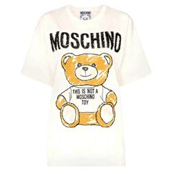 Áo Phông Nữ Moschino White With Logo Teddy Bear Tshirt 191D T071094406002 Màu Trắng