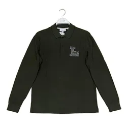 Áo Polo Dài Tay Nam Lacoste Long-Sleeve Letter Patch Piqué Polo Shirt Màu Xanh Green Size 5
