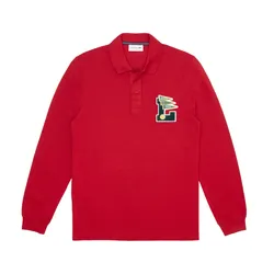 Áo Polo Dài Tay Nam Lacoste Men's Regular Fit L Badge Piqué Polo PH7727-5SX Màu Đỏ Size 2