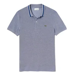 Áo Polo Lacoste Slim Fit Striped Collar Cotton Caviar Piqué Polo Màu Xám Size XS