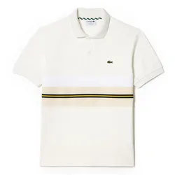 Áo Polo Nam Lacoste Men's Classic Fit French Made Contrast Stripe Shirt PH1132 70V Màu Kem Size 3