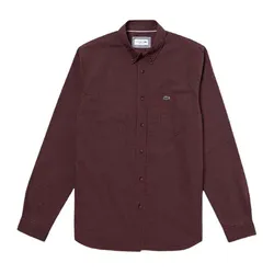Áo Sơ Mi Dài Tay Nam Lacoste Shirt Men's Bordeaux Checkers Màu Đỏ Size 38