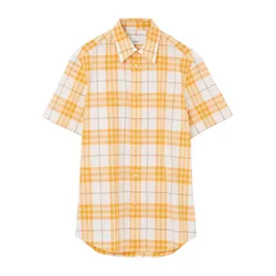 Áo Sơ Mi Nam Burberry Check-Pattern Short-Sleeve Màu Vàng Size XS