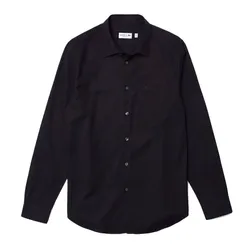 Áo Sơ Mi Nam Lacoste Men's Regular Fit Solid Cotton Shirt CH2745 HDE Màu Xanh Đen Size 38