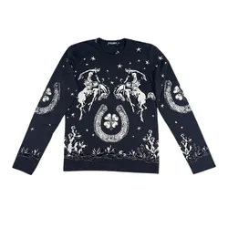 Áo Thun Dài Tay Nam Dolce & Gabbana D&G Họa Tiết Đen Trắng G8FQ2T G7IUI S9000 Màu Đen Họa Tiết Size 46