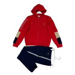 Bộ Quần Áo Nỉ Lacoste Logo Zip Up Hoodie Màu Xanh/Đỏ Size 4