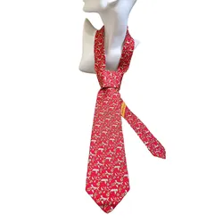 Cà Vạt Nam Salvatore Ferragamo Print Silk Tie Họa Tiết Màu Đỏ