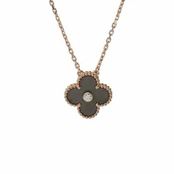Dây Chuyền Nữ Jewery Luxury Vintage Alhambra Silver Obsidian Màu Vàng Hồng