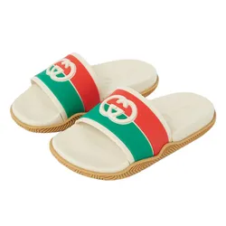 Dép Nam Gucci Interlocking G Slide Sandal Màu Kem/Xanh/Đỏ Size 5