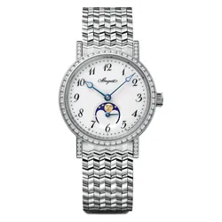 Đồng Hồ Breguet Classique Automatic Moonphase Diamonds 9088BB/29/BC0/DD00 Màu Bạc